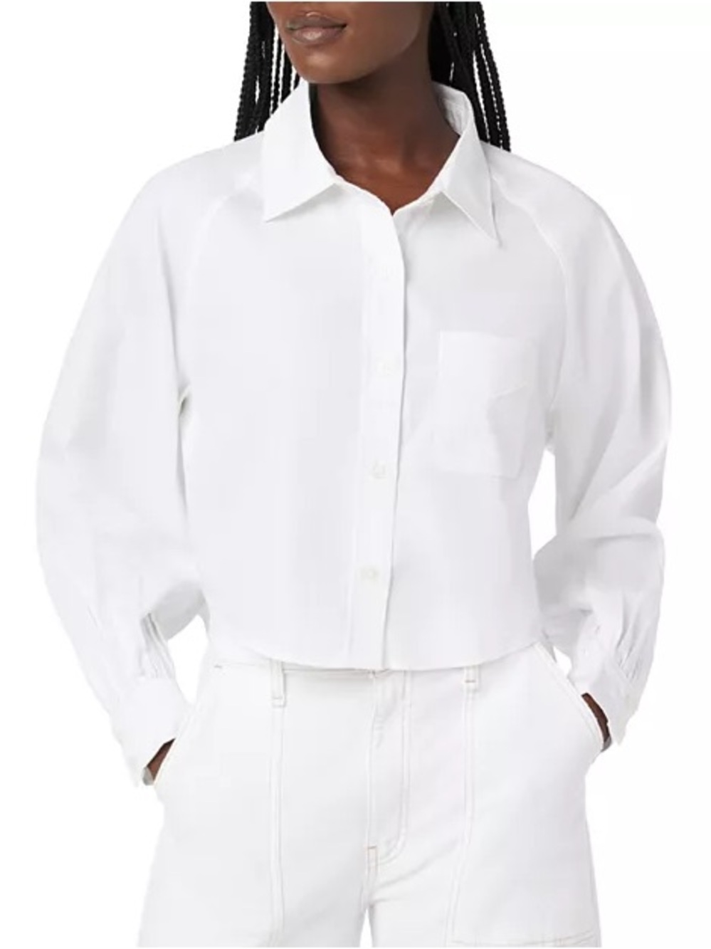 NEW Hudson Jeans Womens Balloon Sleeve Cotton Button Up Collar Shirt Medium